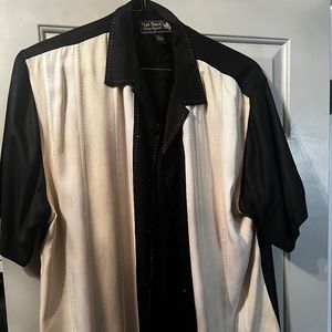 Nat Nast Silk Button Down Short Sleeve Shirt Size Large
